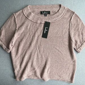 Dusty rose knit crop tee